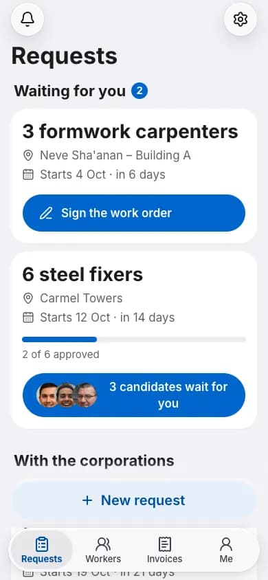 A contractor's requests: what waits for his signature and what is already approved